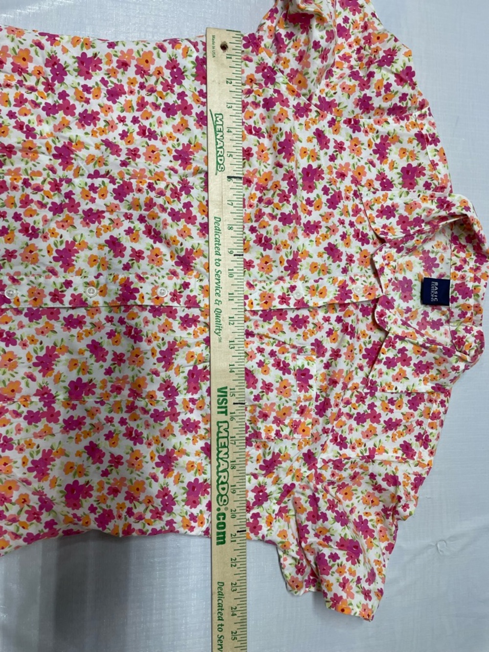 Basic Editions Floral Button-Down Shirt in White, Pink & Orange Women Sz: Large - Picture 4 of 6